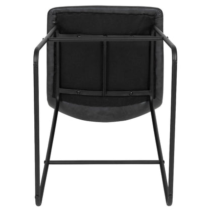 30 Inch LeatherSoft Bar Height Barstools in Dark Gray, Set of 2