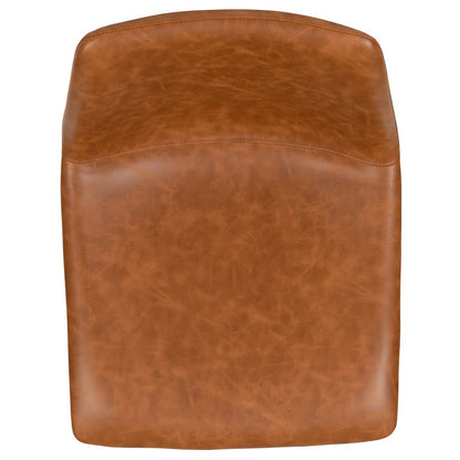 30 Inch LeatherSoft Bar Height Barstools in Light Brown, Set of 2