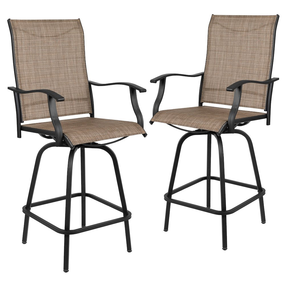 Patio Bar Height Stools Set of 2, in Brown