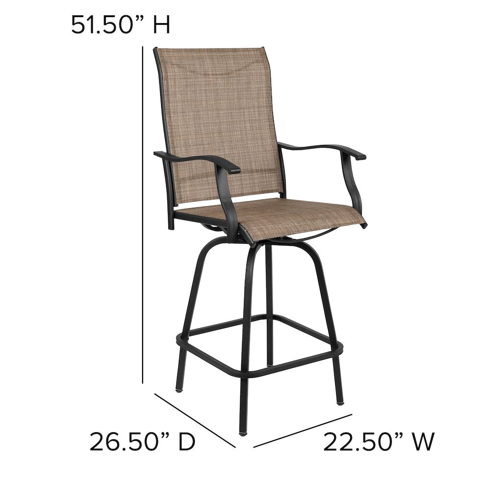 Patio Bar Height Stools Set of 2, in Brown
