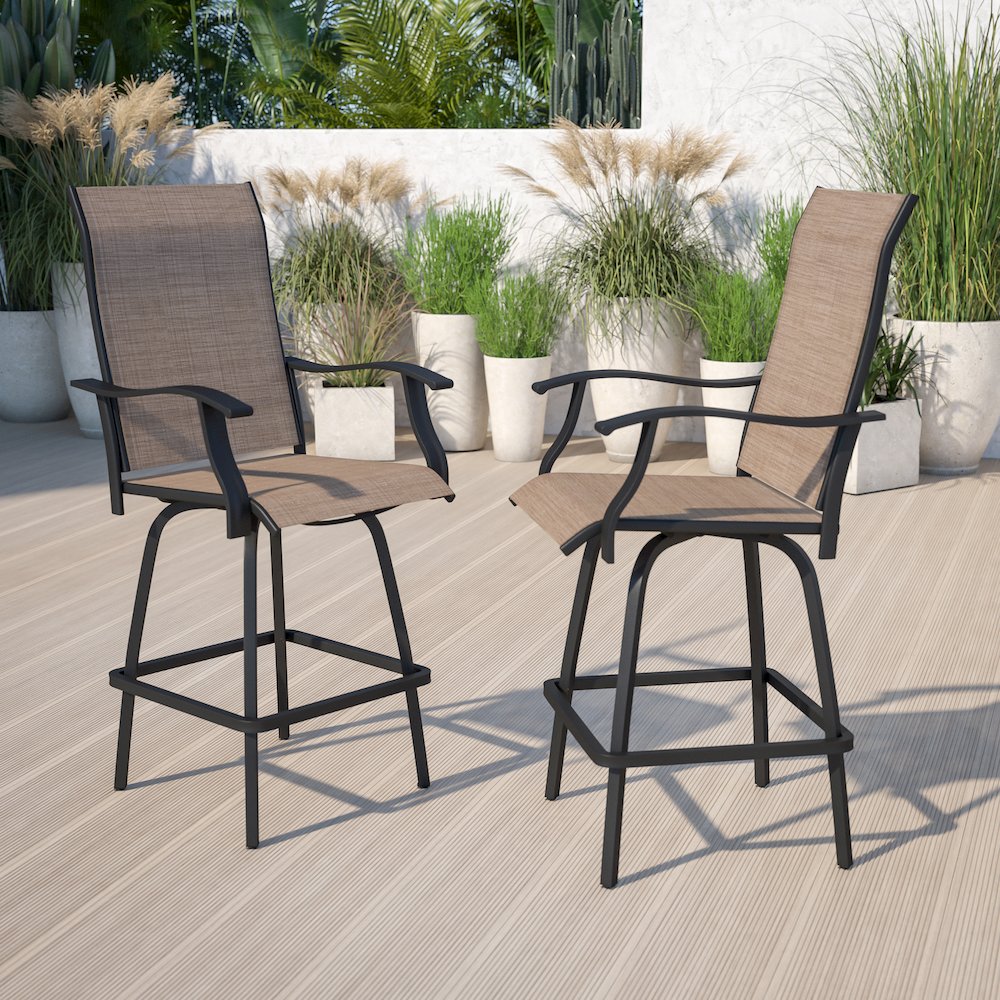 Patio Bar Height Stools Set of 2, in Brown