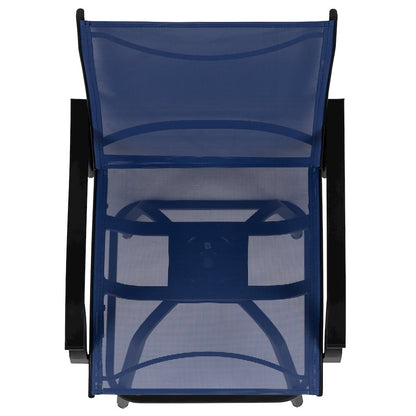 Patio Bar Height Stools Set of 2, All-Weather Textilene Swivel Patio Stools and Deck Chairs with High Back & Armrests in Navy