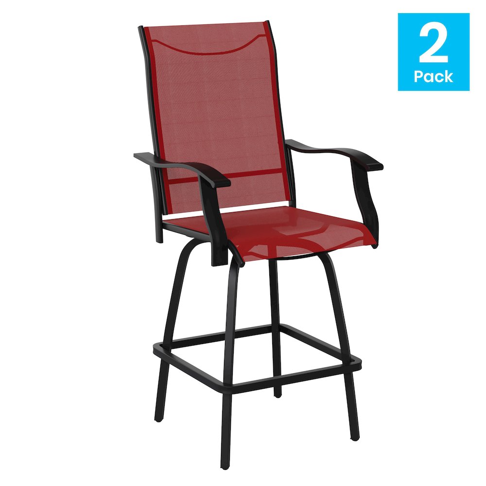 Set of 2 Outdoor Stools - 360 Degree Swivel Bar Stools