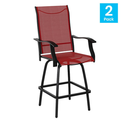 Set of 2 Outdoor Stools - 360 Degree Swivel Bar Stools