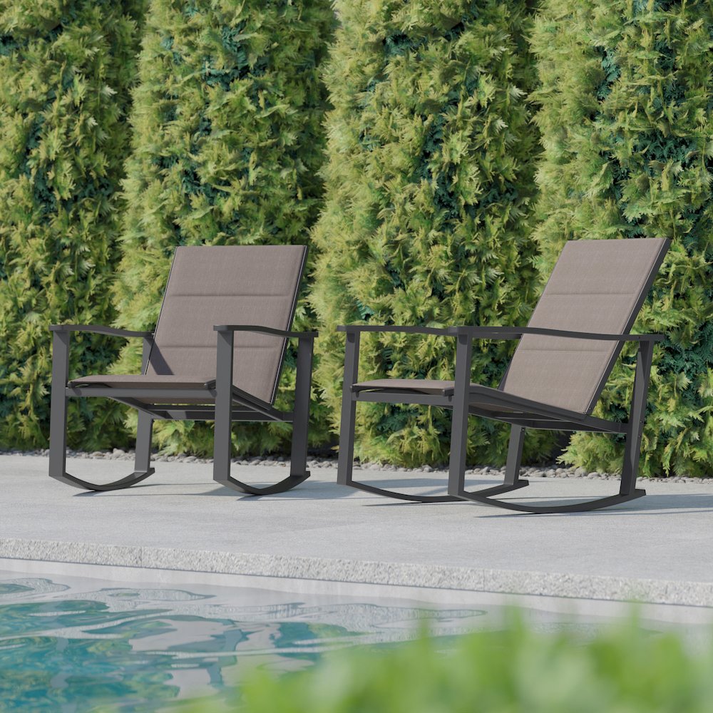 Modern Set of 2 Outdoor Rocking Chairs