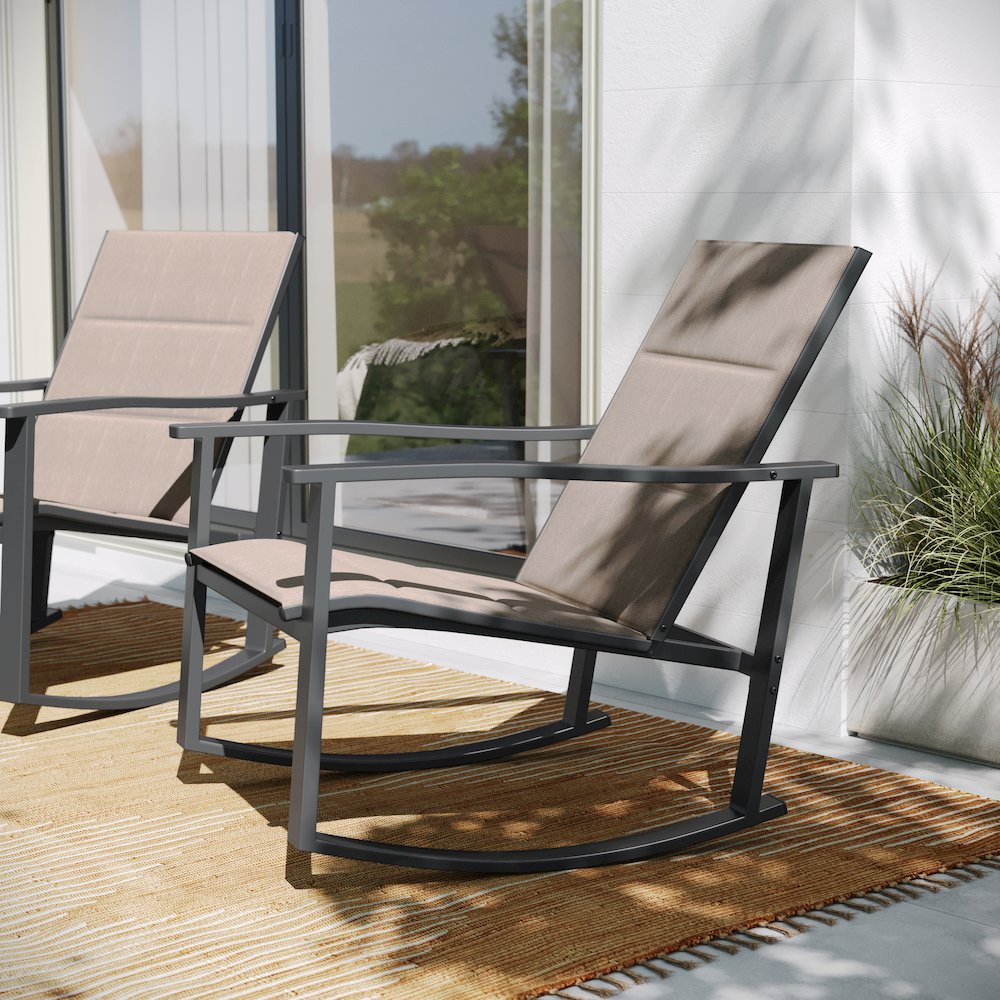 Modern Set of 2 Outdoor Rocking Chairs
