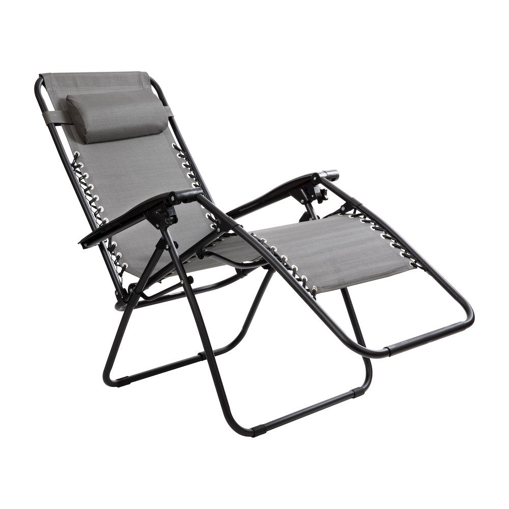 Adjustable Folding Mesh Zero Gravity Reclining Lounge Chair in Gray, Set of 2