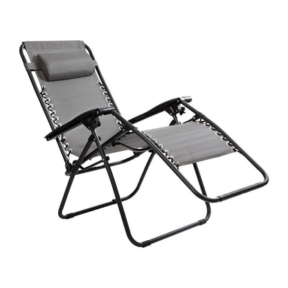 Adjustable Folding Mesh Zero Gravity Reclining Lounge Chair in Gray, Set of 2