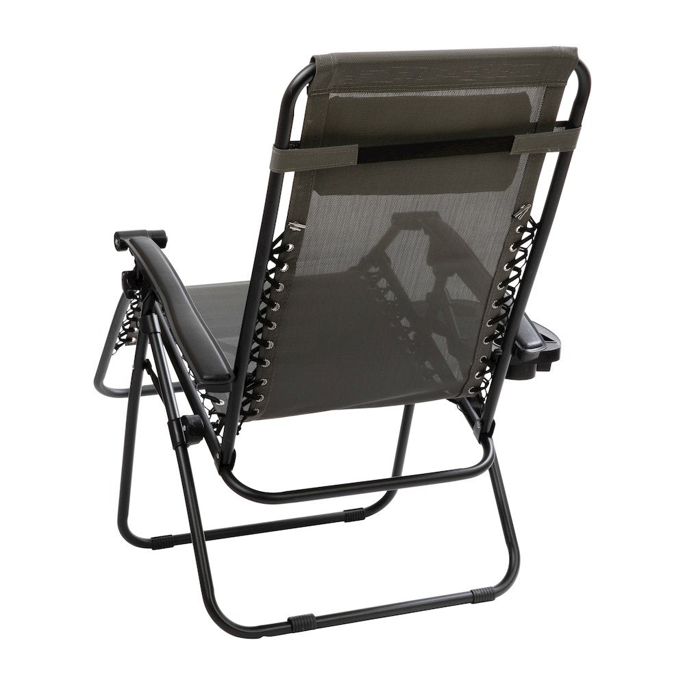 Adjustable Folding Mesh Zero Gravity Reclining Lounge Chair in Gray, Set of 2