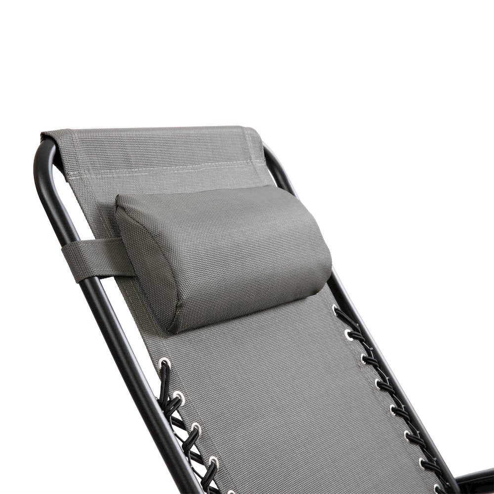 Adjustable Folding Mesh Zero Gravity Reclining Lounge Chair in Gray, Set of 2