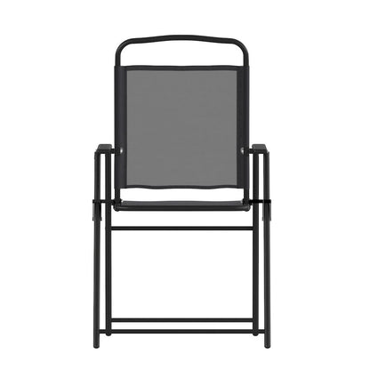 Set of 2 Contemporary Sling Style Patio Chairs with Armrests