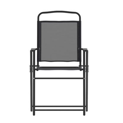 Set of 2 Contemporary Sling Style Patio Chairs with Armrests