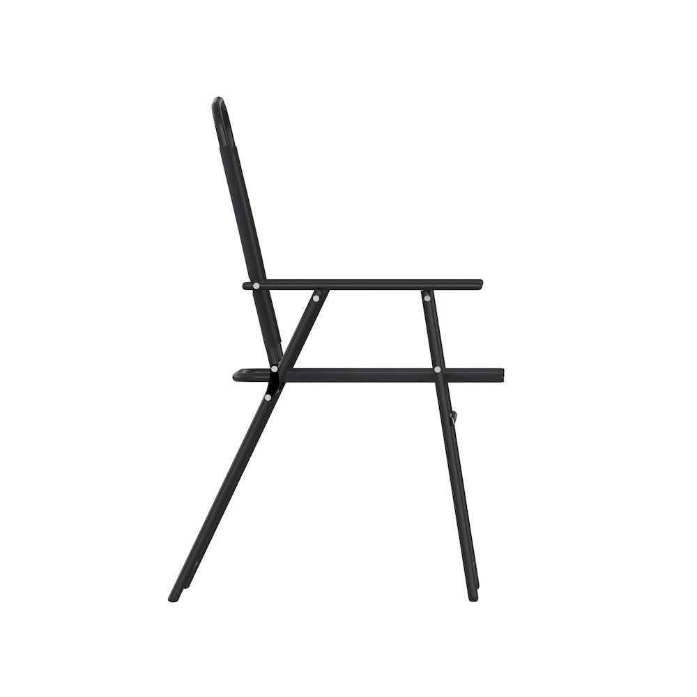 Set of 2 Contemporary Sling Style Patio Chairs with Armrests
