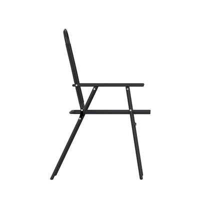 Set of 2 Contemporary Sling Style Patio Chairs with Armrests