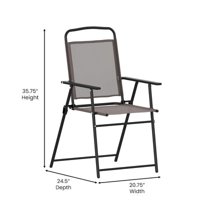 Set of 2 Contemporary Sling Style Patio Chairs with Armrests