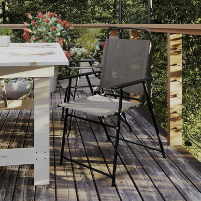 Set of 2 Contemporary Sling Style Patio Chairs with Armrests