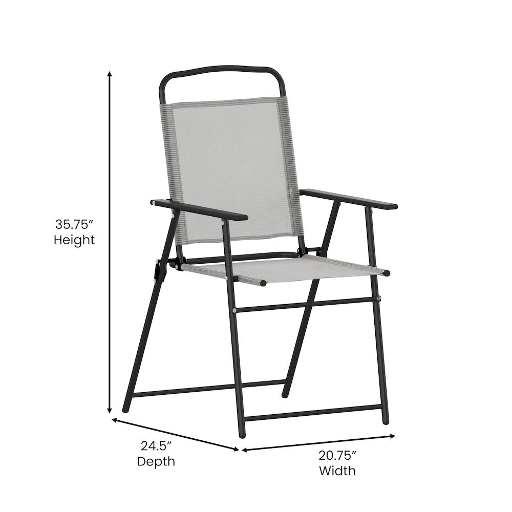 Set of 2 Contemporary Sling Style Patio Chairs with Armrests