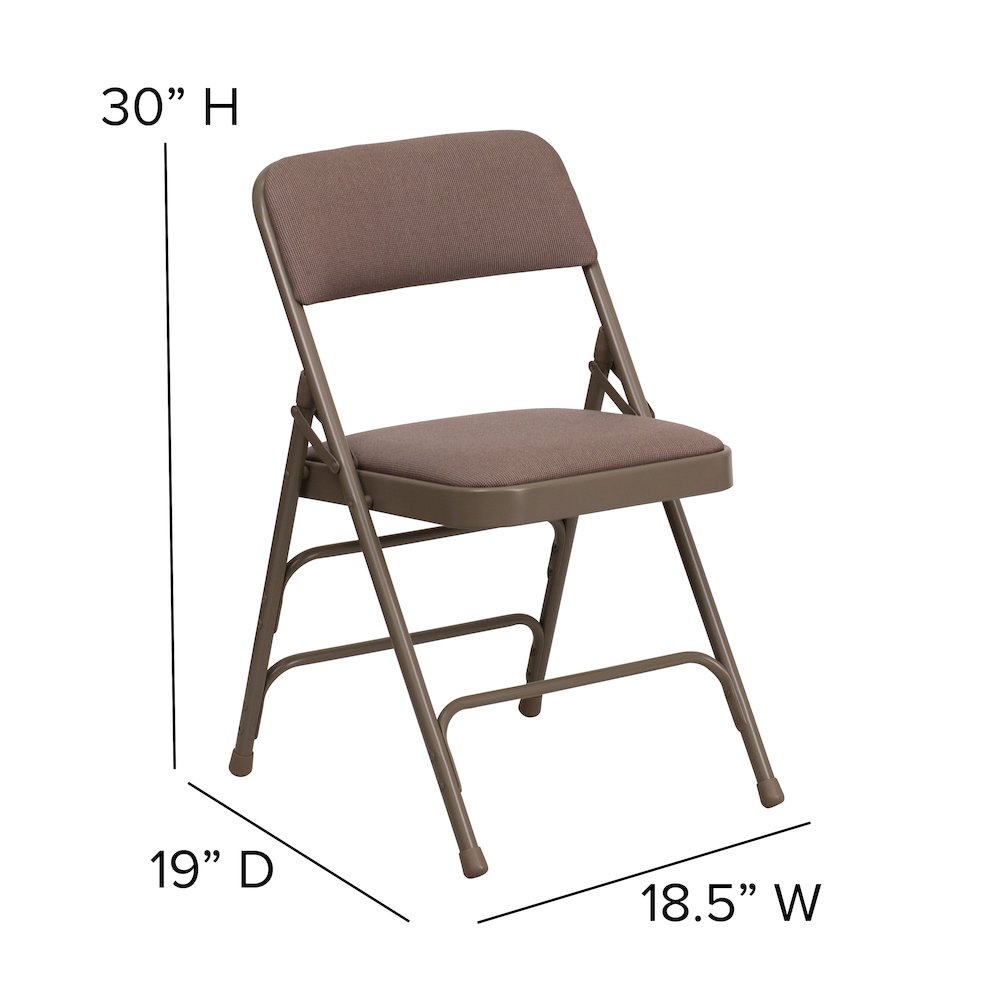 2 Pack HERCULES Series Curved Triple Braced & Double Hinged Beige Fabric Metal Folding Chair
