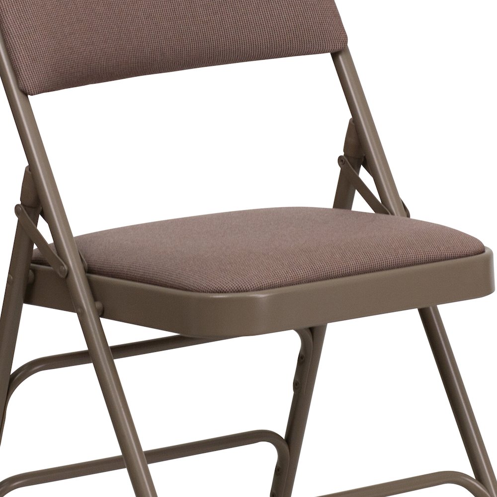2 Pack HERCULES Series Curved Triple Braced & Double Hinged Beige Fabric Metal Folding Chair