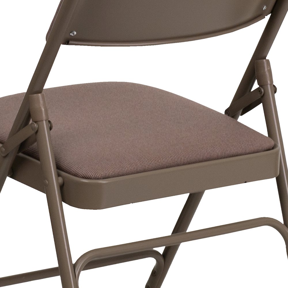 2 Pack HERCULES Series Curved Triple Braced & Double Hinged Beige Fabric Metal Folding Chair