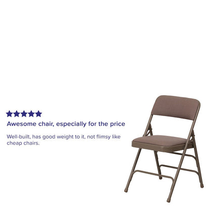 2 Pack HERCULES Series Curved Triple Braced & Double Hinged Beige Fabric Metal Folding Chair