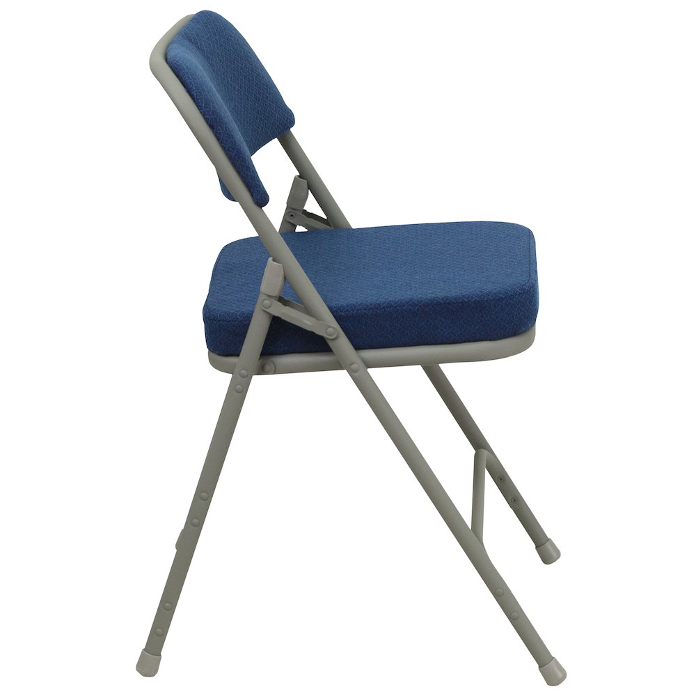 18.5"W Premium Curved Triple Braced & Double Hinged Navy Fabric Metal Folding Chair