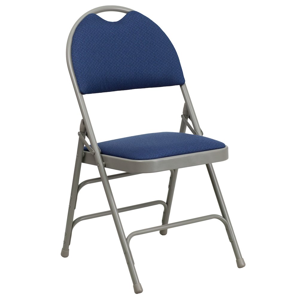 2 Pack HERCULES Series Ultra-Premium Triple Braced Navy Fabric Metal Folding Chair with Easy-Carry Handle