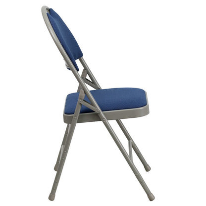 2 Pack HERCULES Series Ultra-Premium Triple Braced Navy Fabric Metal Folding Chair with Easy-Carry Handle