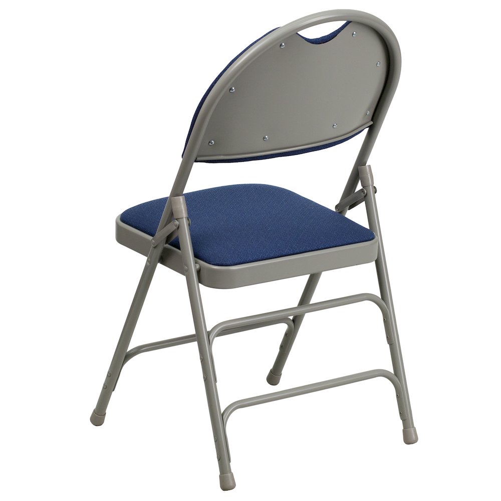 2 Pack HERCULES Series Ultra-Premium Triple Braced Navy Fabric Metal Folding Chair with Easy-Carry Handle