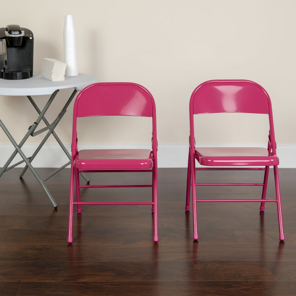 Set of 2 Contemporary Metal Folding Chairs for commercial and residential use