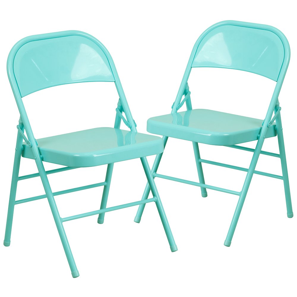 Set of 2 Contemporary Metal Folding Chairs for commercial and residential use