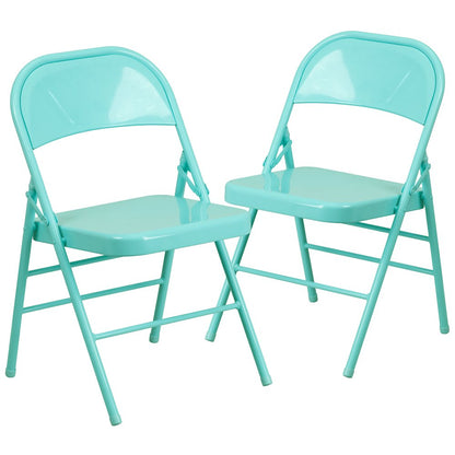 Set of 2 Contemporary Metal Folding Chairs for commercial and residential use
