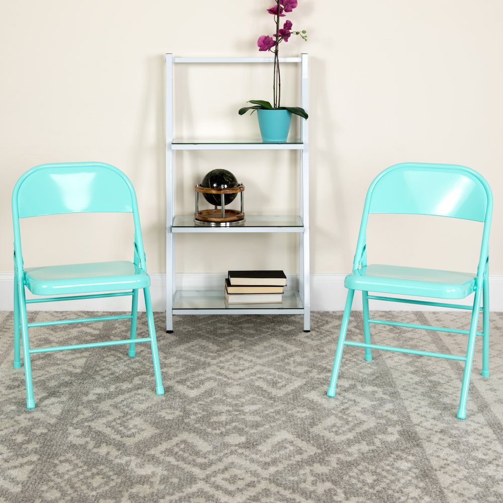 Set of 2 Contemporary Metal Folding Chairs for commercial and residential use