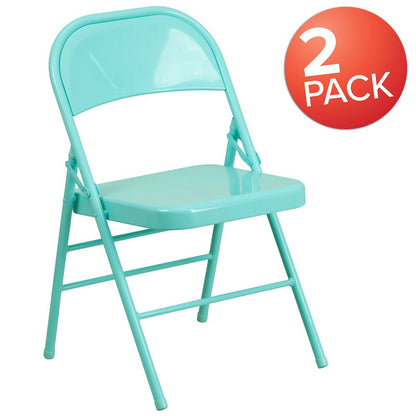 Set of 2 Contemporary Metal Folding Chairs for commercial and residential use