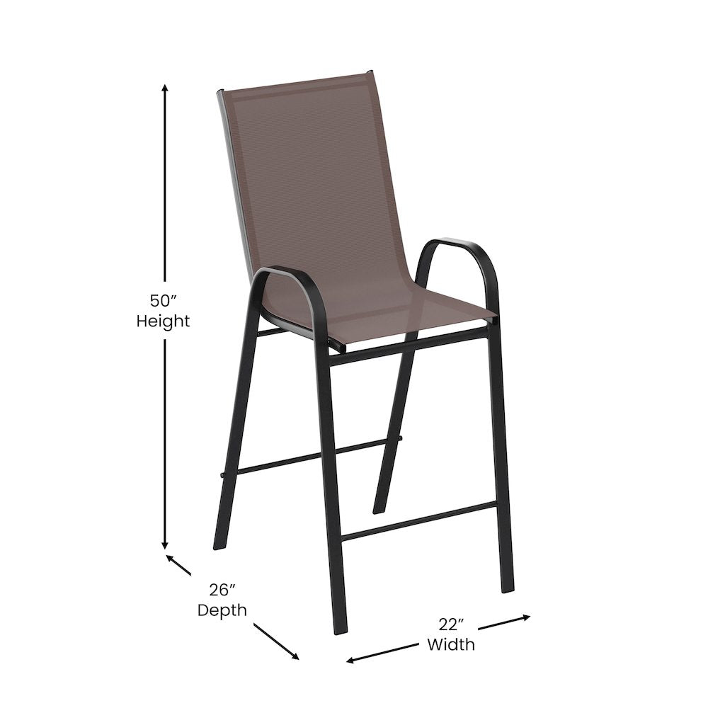 Set of 2 Sling Patio Stools for Commercial and Residential Use