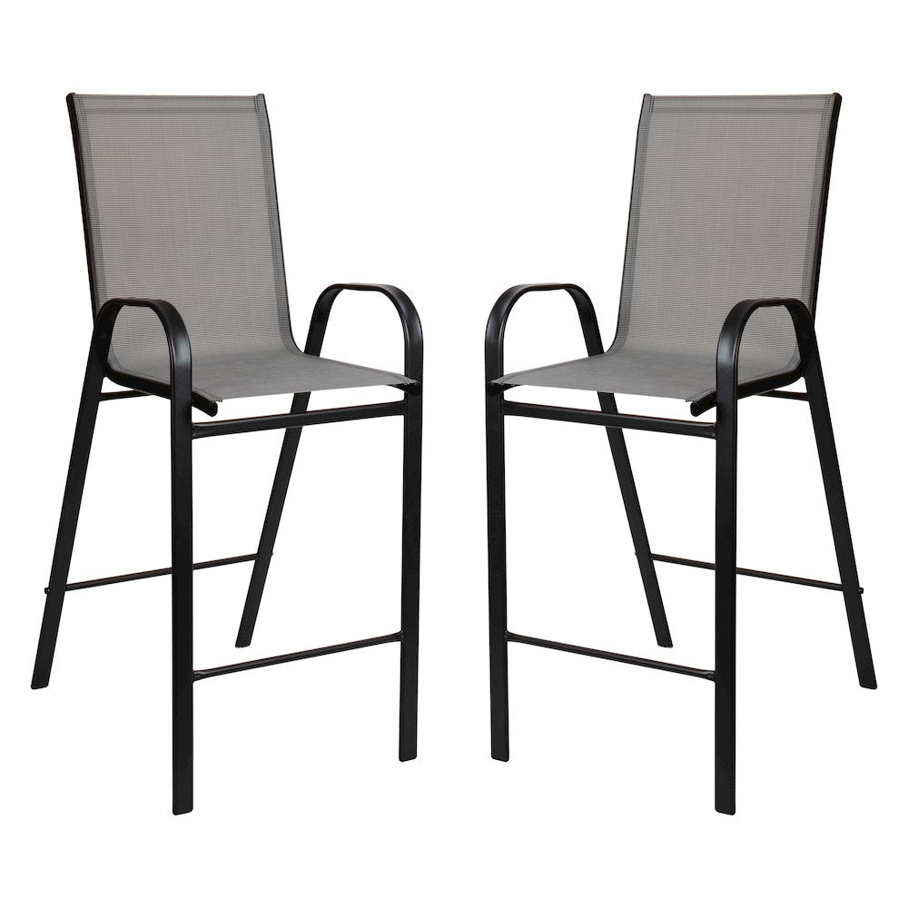 Set of 2 Sling Patio Stools for Commercial and Residential Use