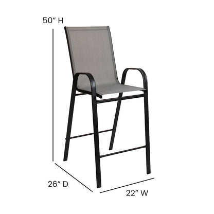 Set of 2 Sling Patio Stools for Commercial and Residential Use