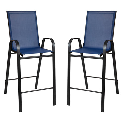 Set of 2 Sling Patio Stools for Commercial and Residential Use
