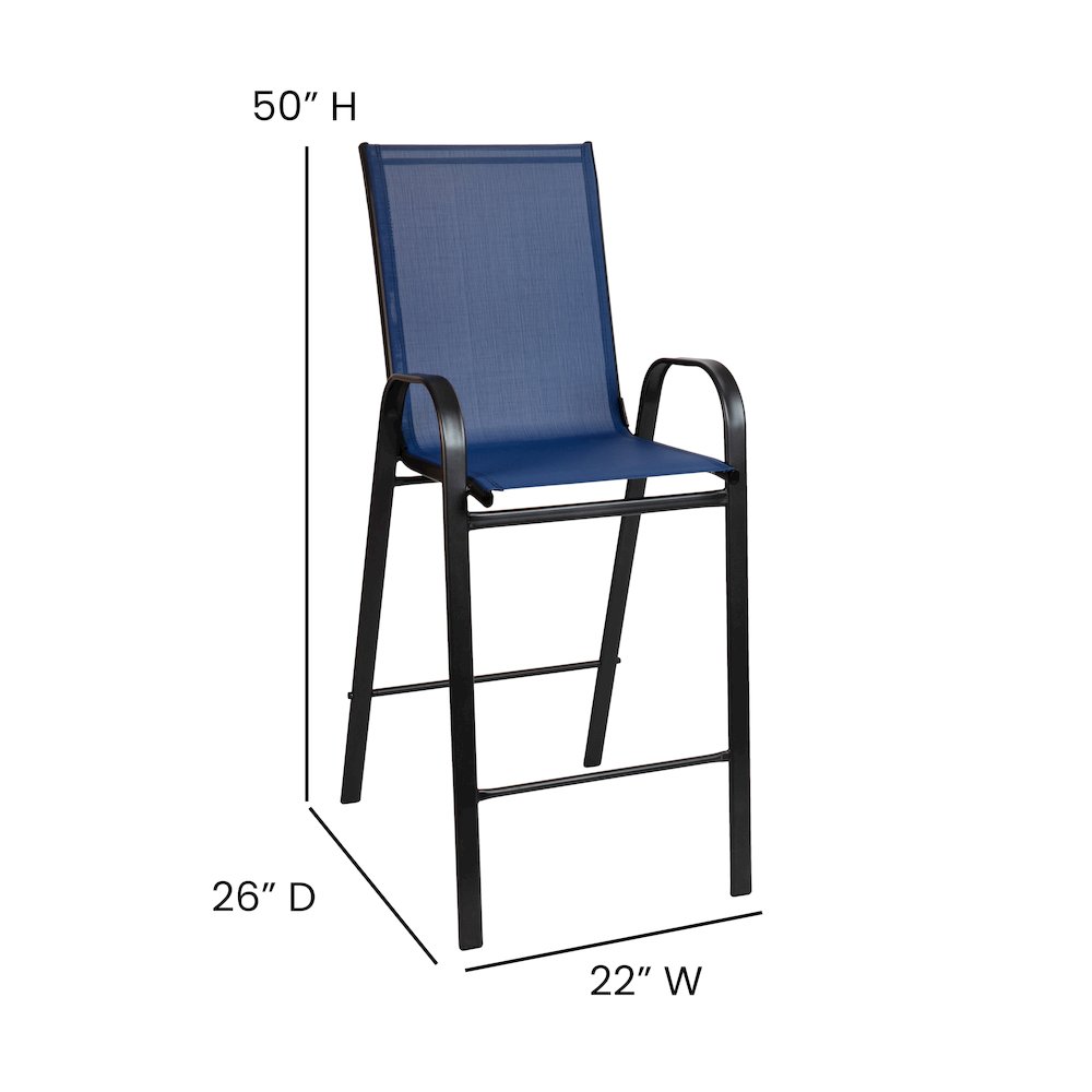 Set of 2 Sling Patio Stools for Commercial and Residential Use