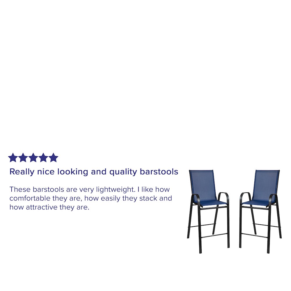 Set of 2 Sling Patio Stools for Commercial and Residential Use
