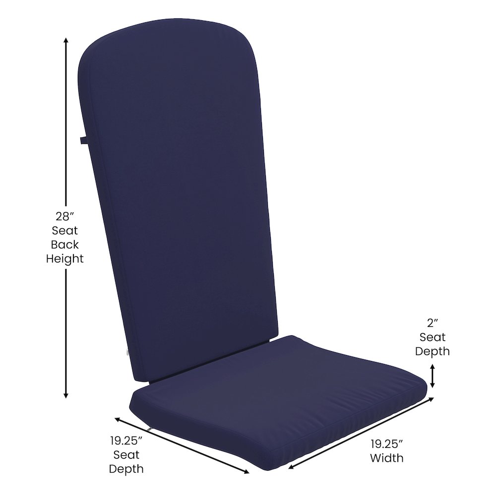 Set of 2 Adirondack Chairs in Slate Gray with Blue Cushions, Porch, and Patio