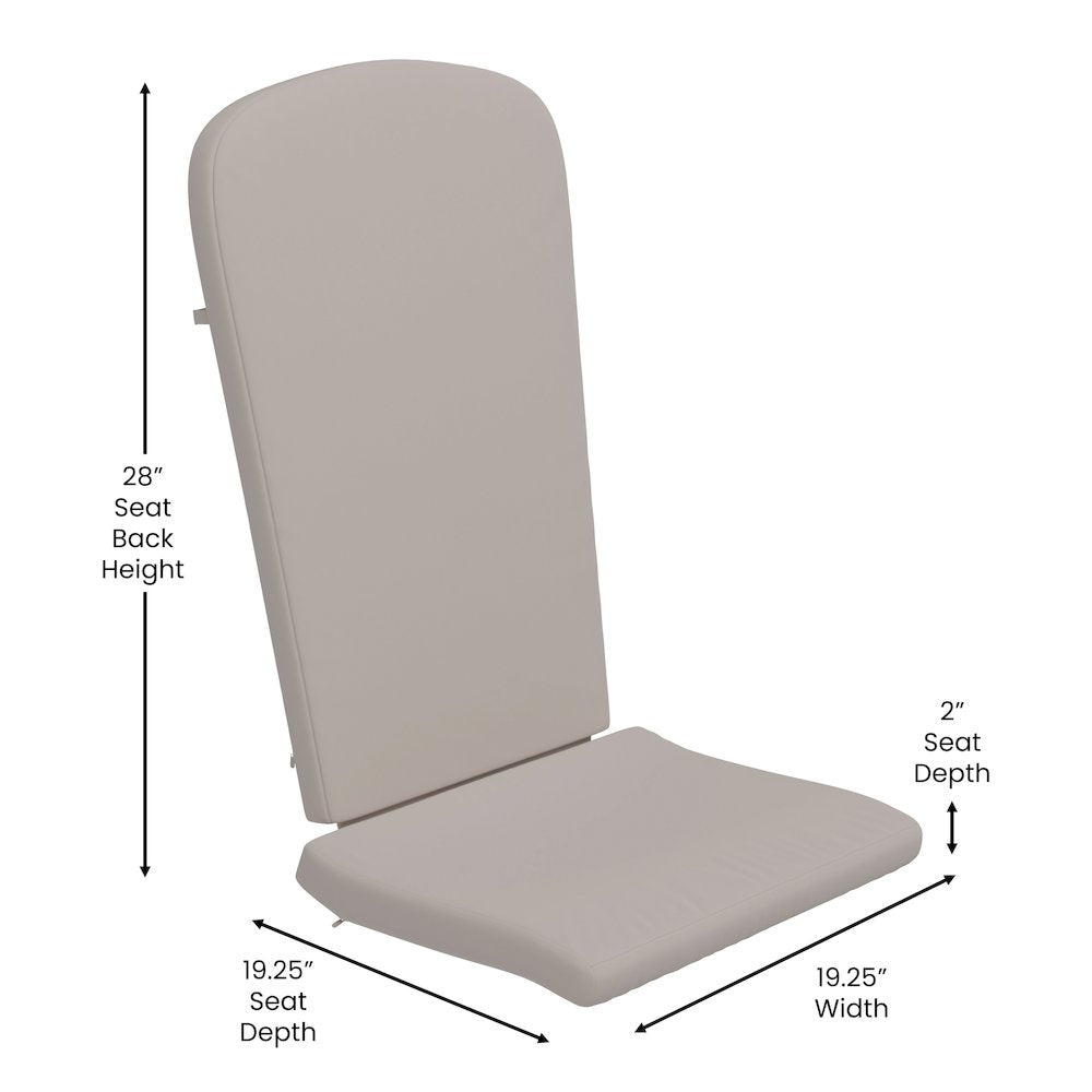 Set of 2 Adirondack Chairs in Slate Gray with Cream Cushions, Porch, and Patio