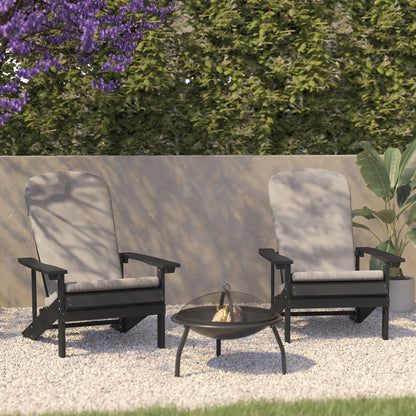 Set of 2 Adirondack Chairs in Slate Gray with Cream Cushions, Porch, and Patio