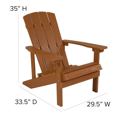 Set of 2 Adirondack Chairs in Teak with Cream Cushions, Porch, and Patio