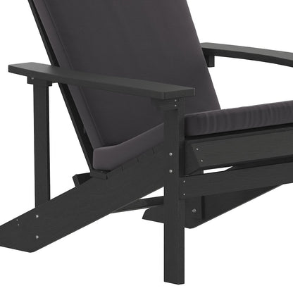 Set of 2 Adirondack Chairs in Slate Gray with Gray Cushions, Porch, and Patio