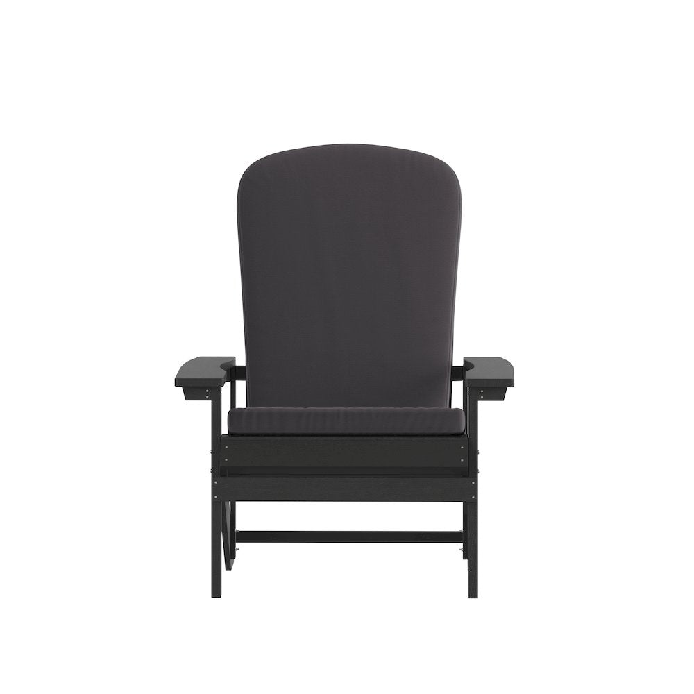 Set of 2 Adirondack Chairs in Slate Gray with Gray Cushions, Porch, and Patio
