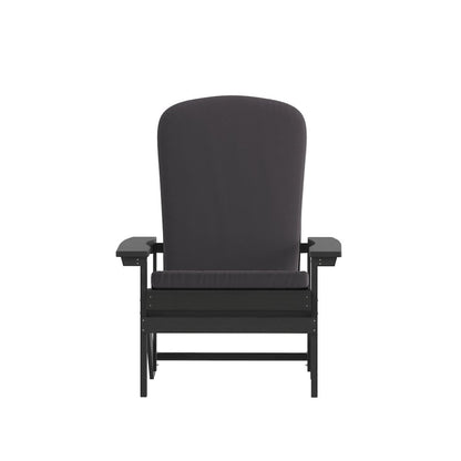 Set of 2 Adirondack Chairs in Slate Gray with Gray Cushions, Porch, and Patio