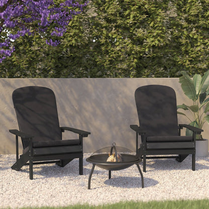Set of 2 Adirondack Chairs in Slate Gray with Gray Cushions, Porch, and Patio