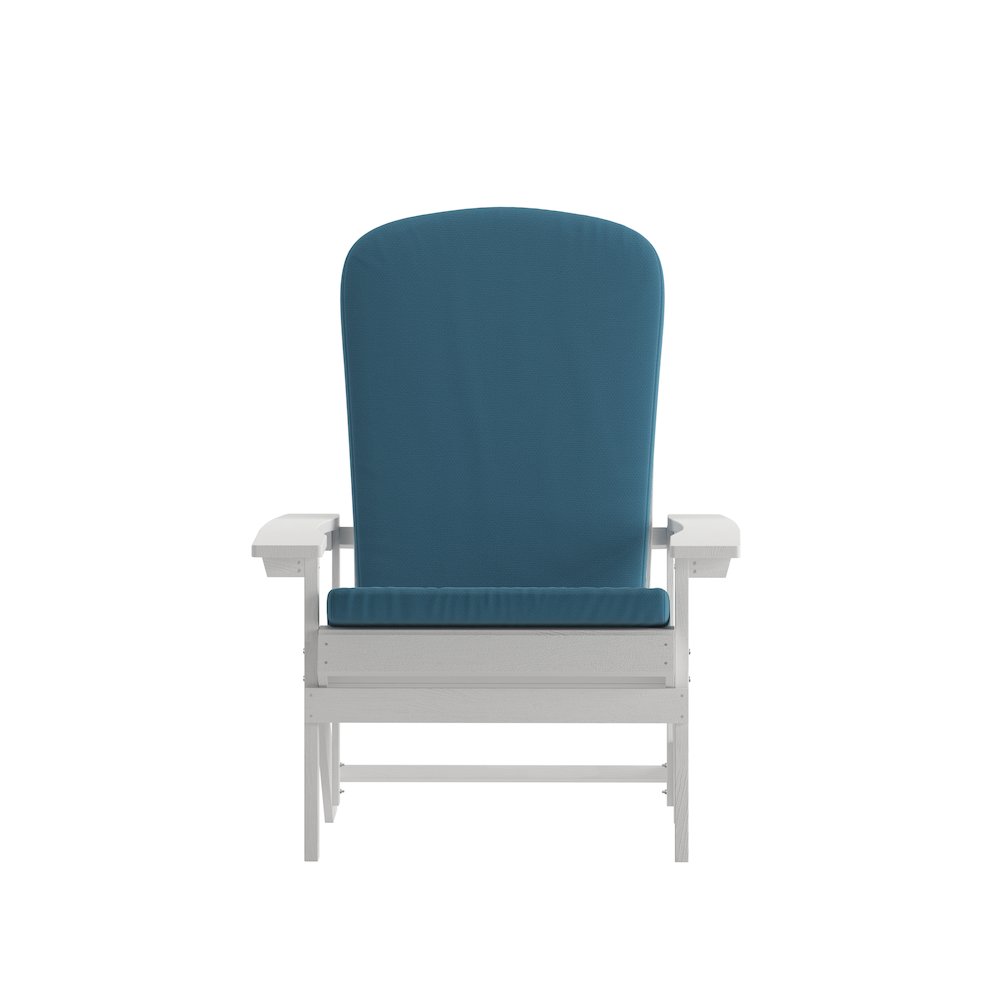 Set of 2 Adirondack Chairs in White with Teal Cushions, Porch, and Patio