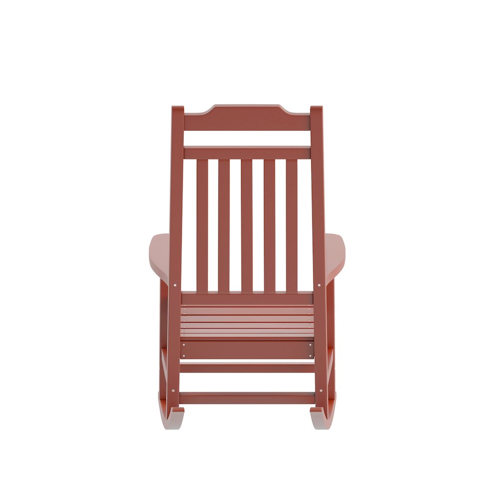 Set of 2 Red Faux Wood Rocking Chairs for Indoor or Outdoor Use